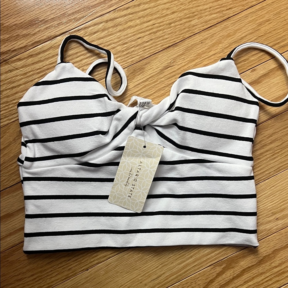 Altar'd State Striped Black and White Crop Top